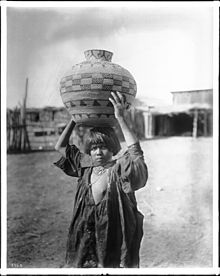 Apache Indian girl with Olla basket